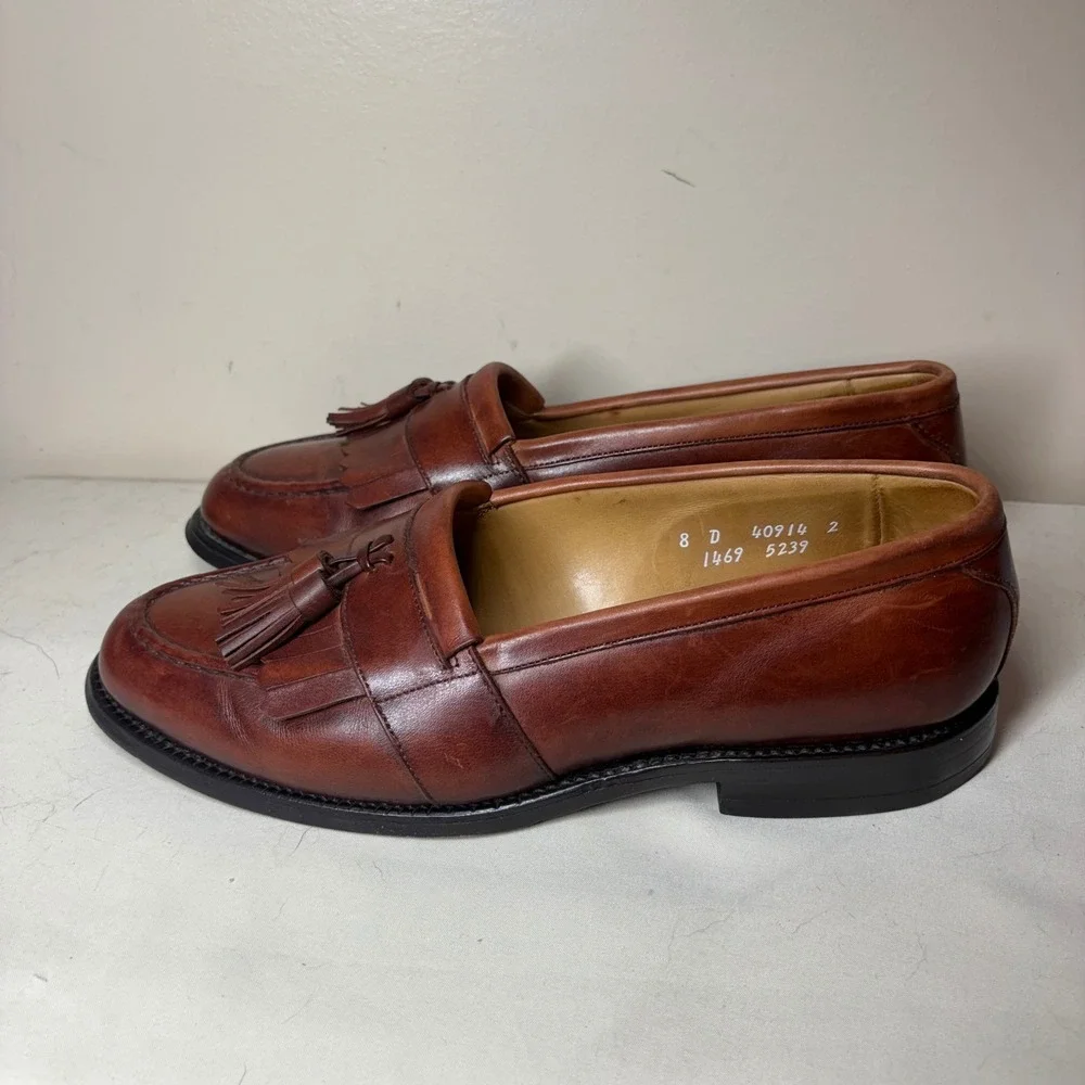Allen Edmonds Mens Newport 1469 Brown Leather Tassel Kiltie Loafers Size 8 D